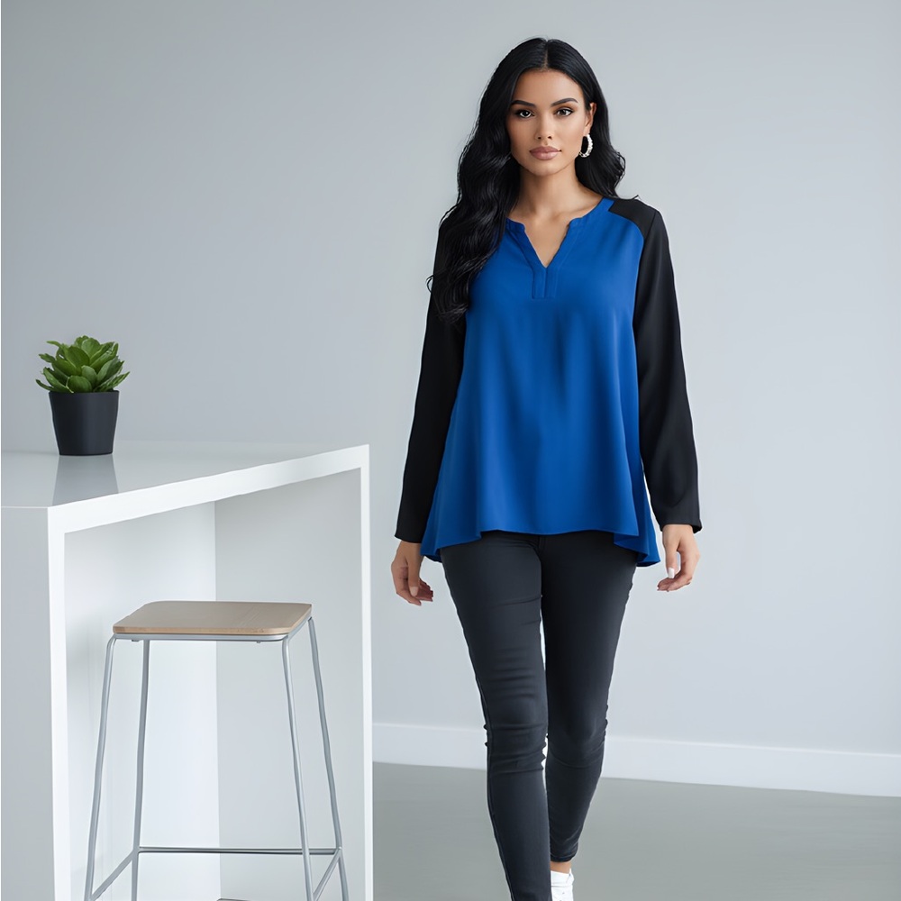Sejour Blue and Black Blouse